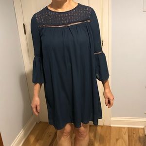 Francescas Navy blue blue dress with lace trim XS